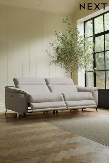 Chunky Weave Dove Grey Paolo Sofa Power Recliner (T29340) | £1,725 - £1,825