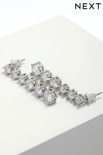 Silver Tone Crystal Drop Earrings (T29362) | £16