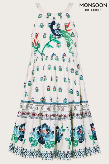 Monsoon Boutique Originals Peacock White Dress (T29869) | £58 - £68