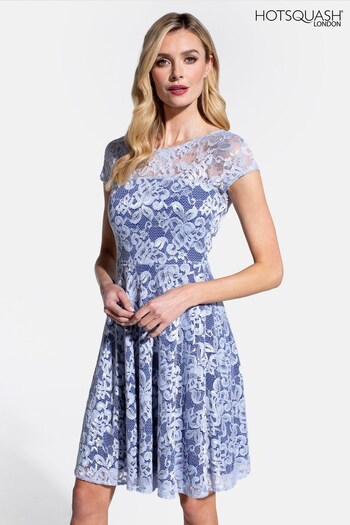 HotSquash Purple Lace Fit And Flare Dress (T29939) | £139
