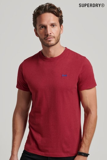 Superdry Dark Red Cotton Micro Embroidered T-Shirt (T30368) | £20
