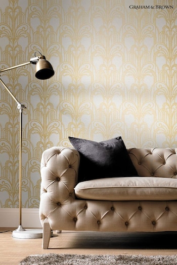 Graham & Brown Gold Art Deco Wallpaper (T30675) | £70