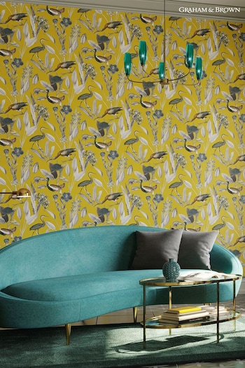 Graham & Brown Mustard Yellow Glasshouse 10M Wallpaper (T30681) | £70