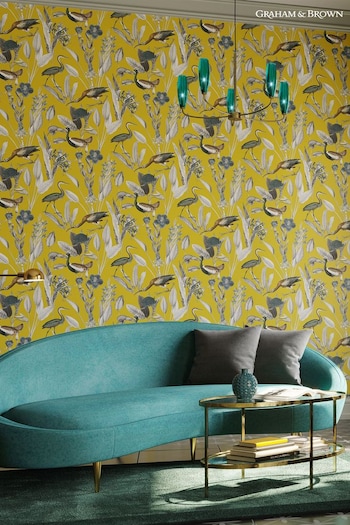 Graham & Brown Mustard Yellow Glasshouse Wallpaper Wallpaper (T30681) | £75