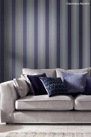 Graham & Brown Navy Blue Lagom Stripe Wallpaper Wallpaper (T30687) | £70