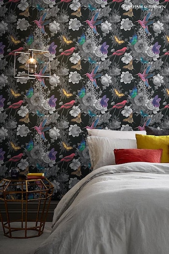 Graham & Brown Black Jardin Floral Wallpaper Wallpaper (T30688) | £75