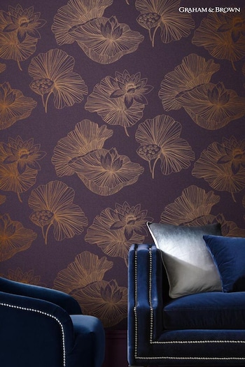 Graham & Brown Purple Lotus Floral Wallpaper Wallpaper (T30691) | £70