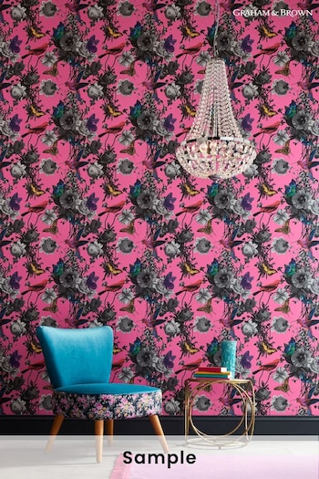 Graham & Brown Pink Jardin Floral Wallpaper Sample Wallpaper (T30705) | £1