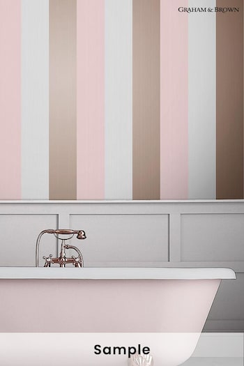 Graham & Brown Blush Pink Figaro Stripe Wallpaper Sample Wallpaper (T30706) | £1