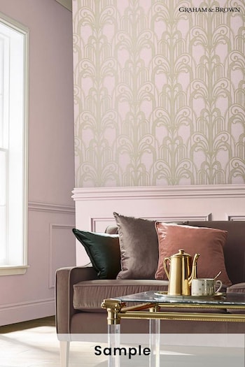 Graham & Brown Blush Pink Art Deco Wallpaper Sample (T30754) | £1
