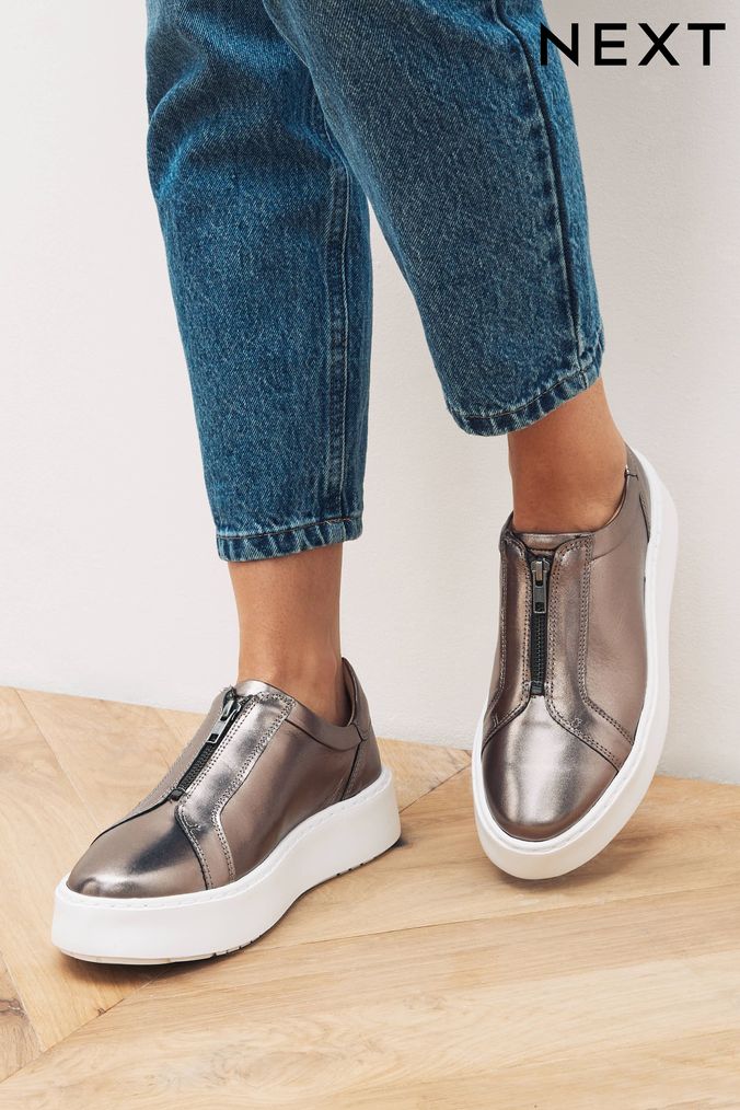 Silver best sale metallic trainers