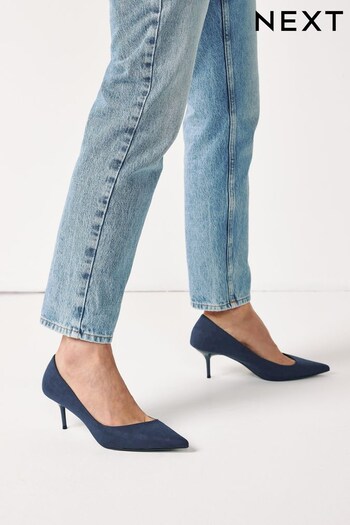 Navy Blue Regular/Wide Fit Forever Comfort® Asymmetric Kitten Court Shoes (T30799) | £36