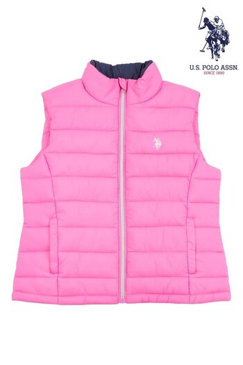 U.S. Polo Comme Assn. Girls Pink Gilet (T30831) | £45 - £54