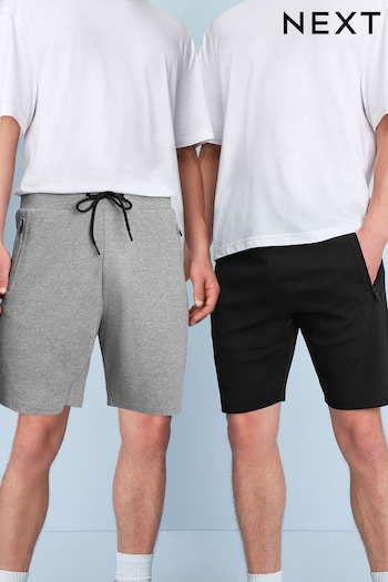 Black/Grey Straight Zip Pocket Jersey Shorts (T30840) | £36
