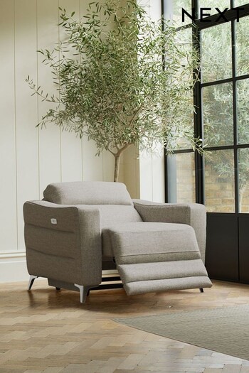 Chunky Weave Dove Grey Elijah Large Sofa Chaise Power Recliner (T30962) | £2,625 - £3,099