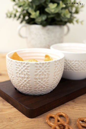 Artisan Street White Nibble Bowls On Board (T31509) | £30