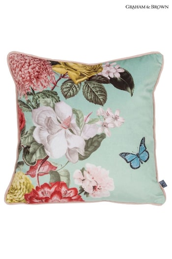 Graham & Brown Green Bloomsbury Floral Cushion (T31805) | £40