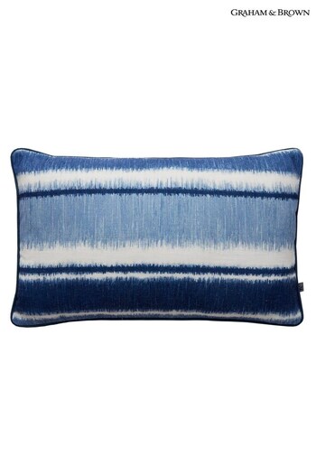 Graham & Brown Blue Ikat Stripe Cushion (T31806) | £40