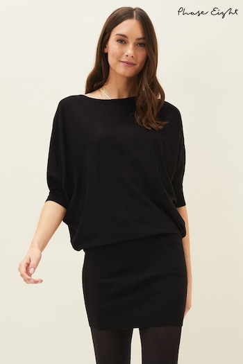 Phase Eight Black Batwing Knitted Becca Dress (T33120) | £89