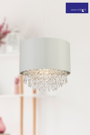 Searchlight Silver Lou Easy Fit Shade With Clear Beaded Drops (T34144) | £38