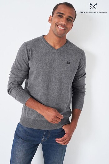Crew Clothing Company Grey Classic Cotton V-Neck Top (T34463) | £49