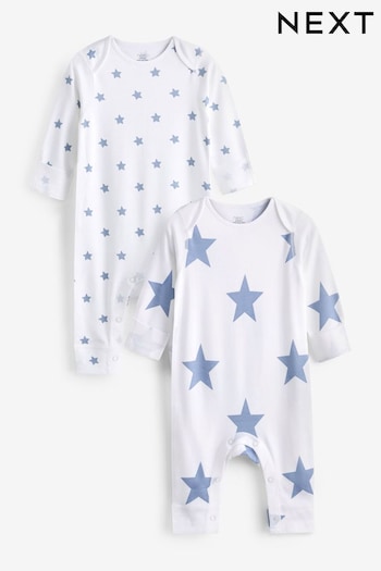Blue Star 2 Pack Kind To Skin Baby Sleepsuits (0-2yrs) (T34541) | £18 - £20