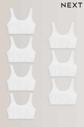 White 7 Pack Scoop Back Crop Tops (5-16yrs) (T34686) | £19.75 - £26.75