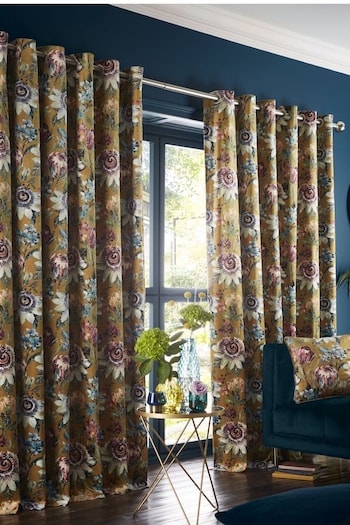 Studio G Yellow Pasionaria Eyelet Curtains (T34902) | £105 - £244