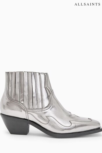 AllSaints Silver Jonty Metallic Boots (T35044) | £249