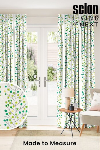 Scion Green Berry Tree Made To Measure Curtains (T35581) | £151