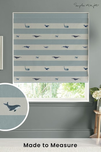 Sophie Allport Duck Egg Blue Kids Whale Made To Measure Roman Blind (T35623) | £79