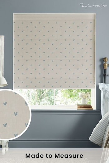 Sophie Allport Duck Egg Blue Hearts Made To Measure Roman Blind (T35632) | £79