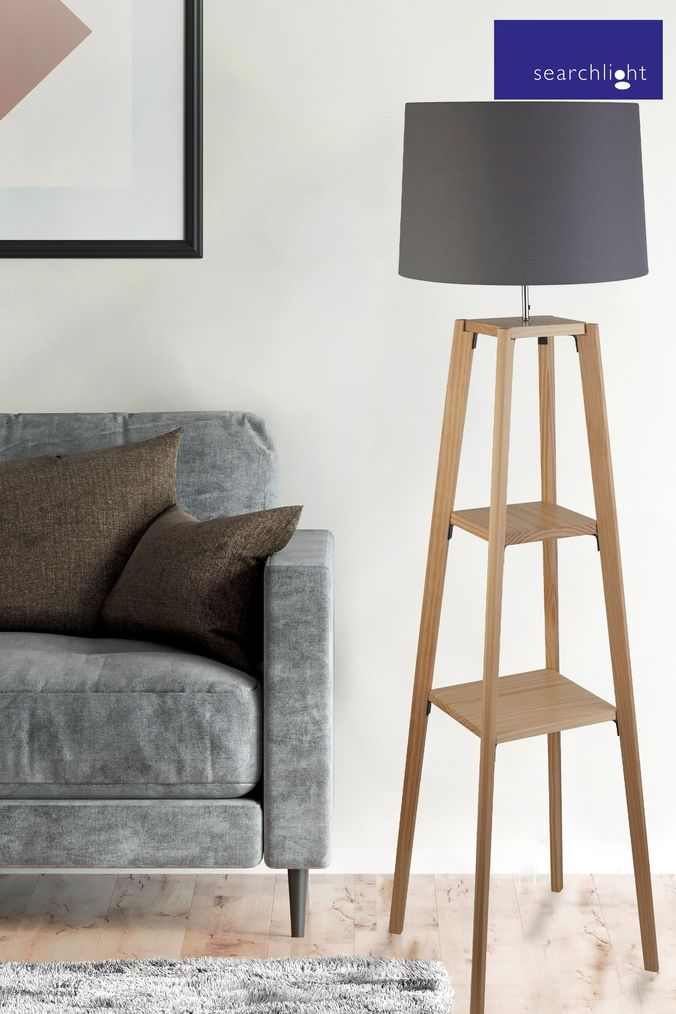 Oak floor lamp shop with shelves