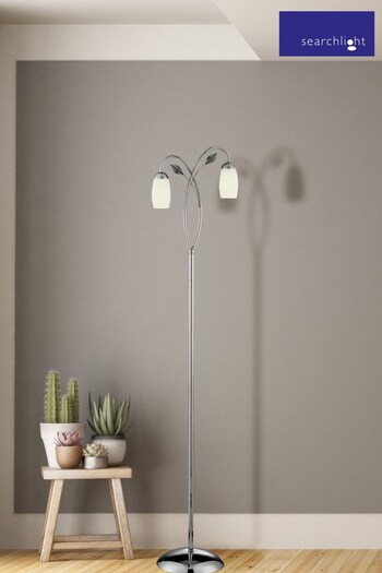 Searchlight Fay Chrome & White Glass Floor Lamp (T36118) | £65