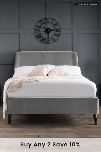 Julian Bowen Grey Frida Curved Velvet Bed (T36472) | £400 - £420