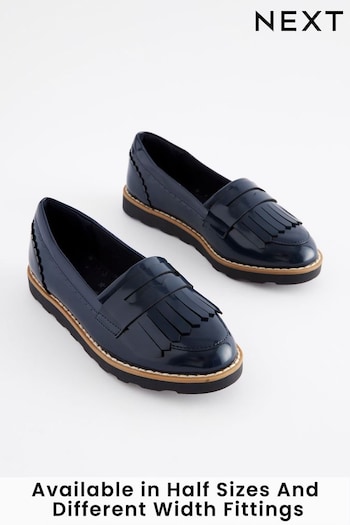 Navy Blue Standard Fit (F) School Tassel Loafers (T36646) | £22 - £33