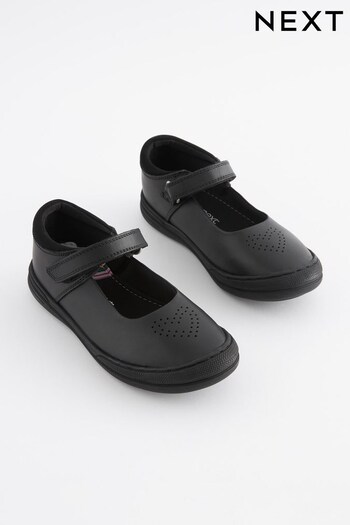 Black Heart Detail Standard Fit (F) Junior Leather School Mary Jane Shoes (T36648) | £30 - £36