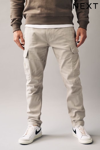 Light Stone Slim Cotton Stretch Cargo Trousers (T36715) | £28