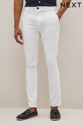 White Skinny Fit Stretch Chino prom Trousers (T36716) | £22