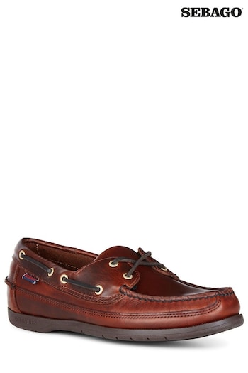 Sebago Brown Schooner Waxed Leather Boat Shoes (T36895) | £135