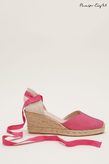 Phase Eight Pink Suede Ankle Tie Espadrille (T37017) | £89
