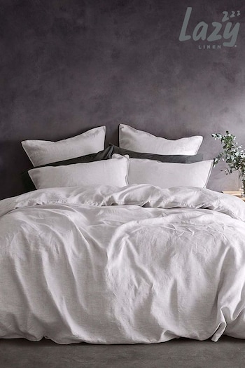 Lazy Linen Set of 2 White 100% Washed Linen Pillowcases (T37067) | £40