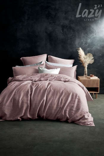 Lazy Linen Pink 100% Washed Linen Duvet Cover (T37071) | £99 - £165