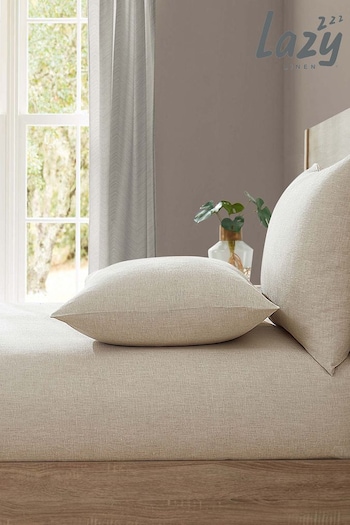 Lazy Linen Natural 100% Washed Linen Fitted Sheet (T37072) | £65 - £95