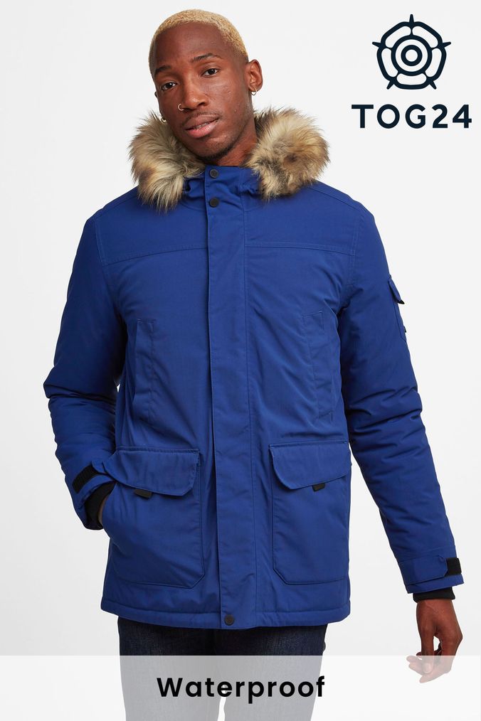 Mens blue parka top