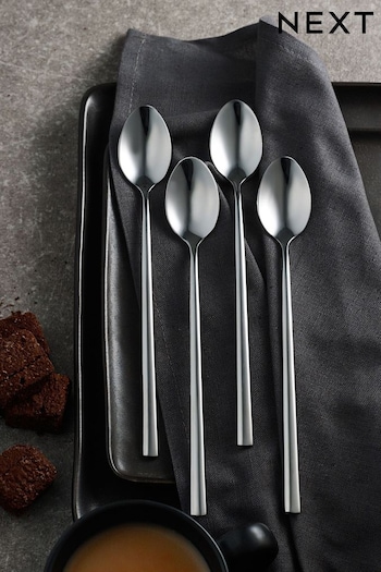 Silver Kensington Stainless Steel 4 Piece Latte Spoon Set (T37745) | £10