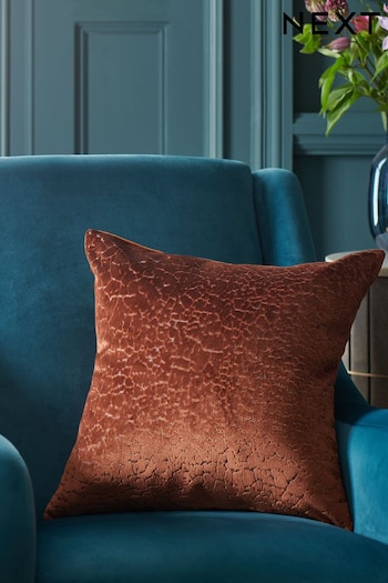 Orange Luxurious Cracked Velvet 50 x 50cm Cushion (T38706) | £22