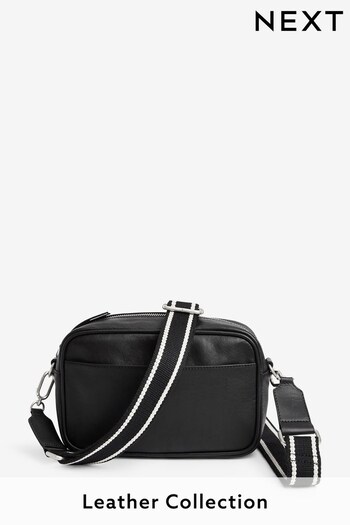 Black Leather Camera Cross-Body Bag (T40108) | £45