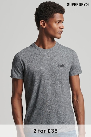 Superdry Mid Grey Marl Organic Cotton Vintage Embroidered T-Shirt (T40591) | £20