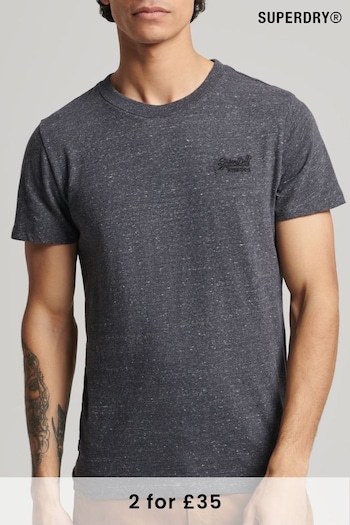 Superdry Charcoal Heather Organic Cotton Vintage Embroidered T-Shirt (T40598) | £20